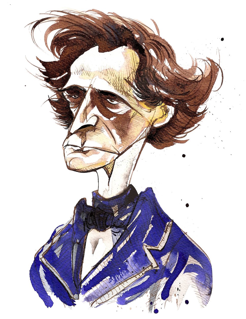 Hector Berlioz (francouzský skladatel, 1803-69) barevná karikatura od Neale Osborne