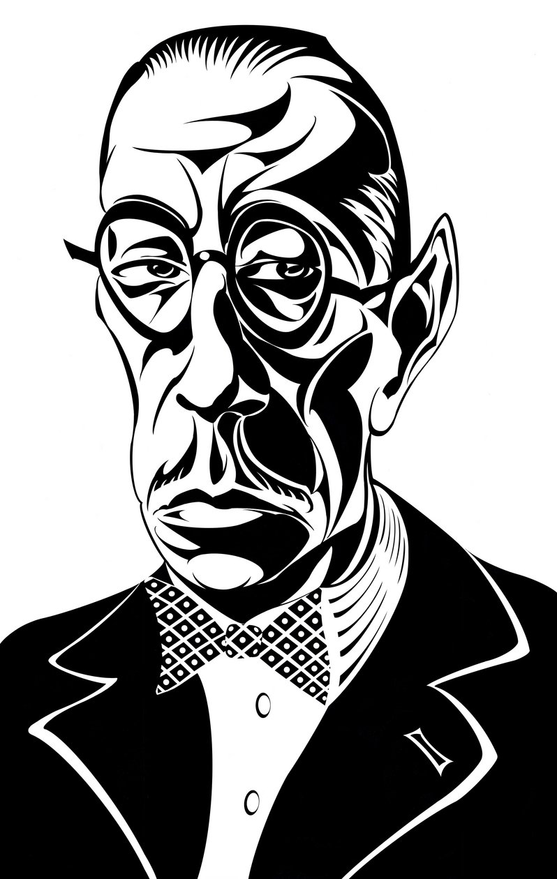Igor Stravinskij - karikatura ruského skladatele 17. června 1882 - 6. dubna 1971 od Neale Osborne