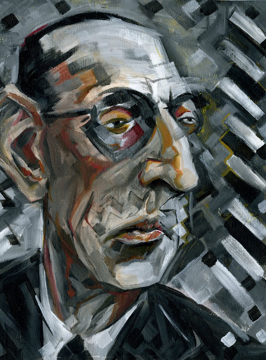 Igor Stravinskij - karikatura ruského skladatele od Neale Osborne