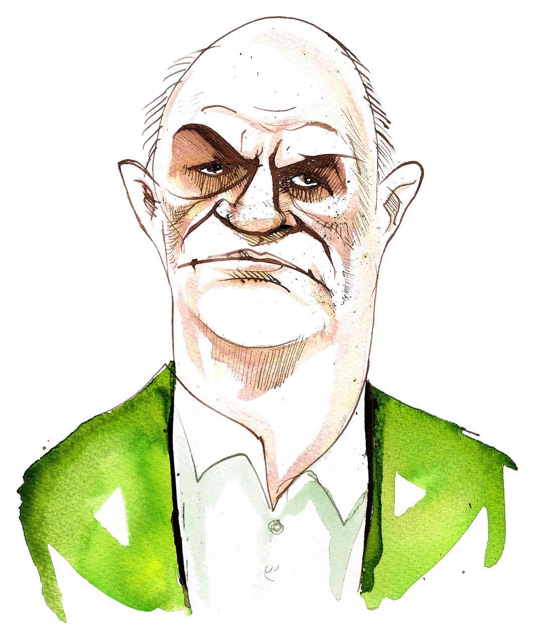 irský romanopisec Colm Toibin (narozen 1955); karikatura od Neale Osborne