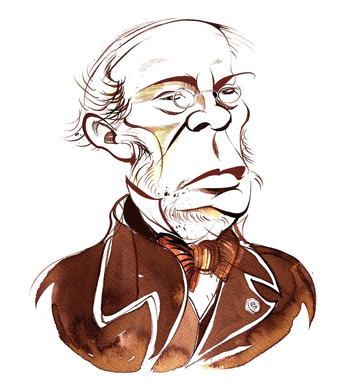 Jacques Fromental Halévy - sépiová karikatura od Neale Osborne
