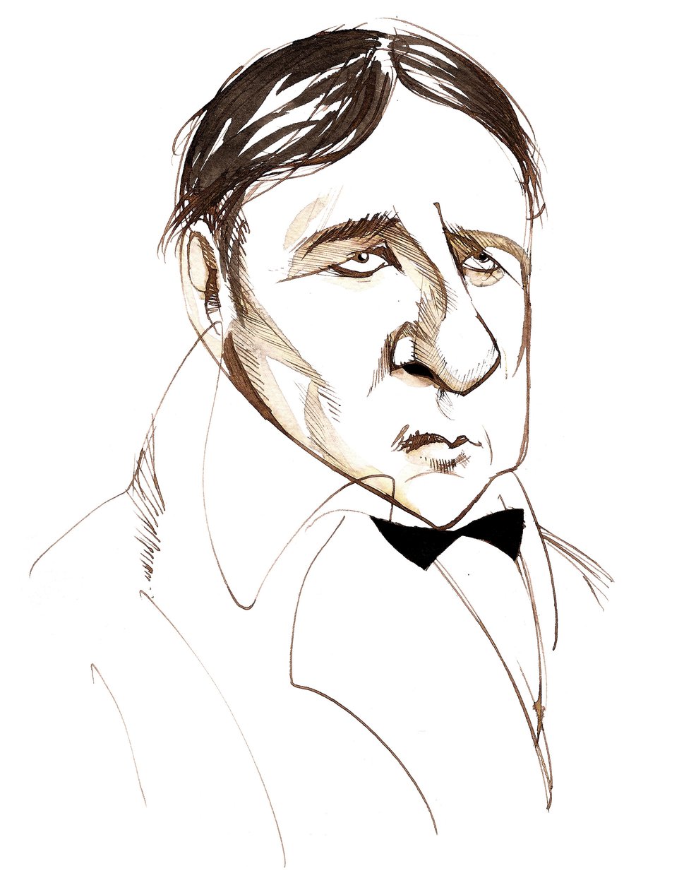 Jean Auguste Dominique Ingres, francouzský umělec a senátor, profesor na École des Beaux-Arts a ředitel Francouzské akademie v Římě, (1780 - 1867) karikatura od Neale Osborne