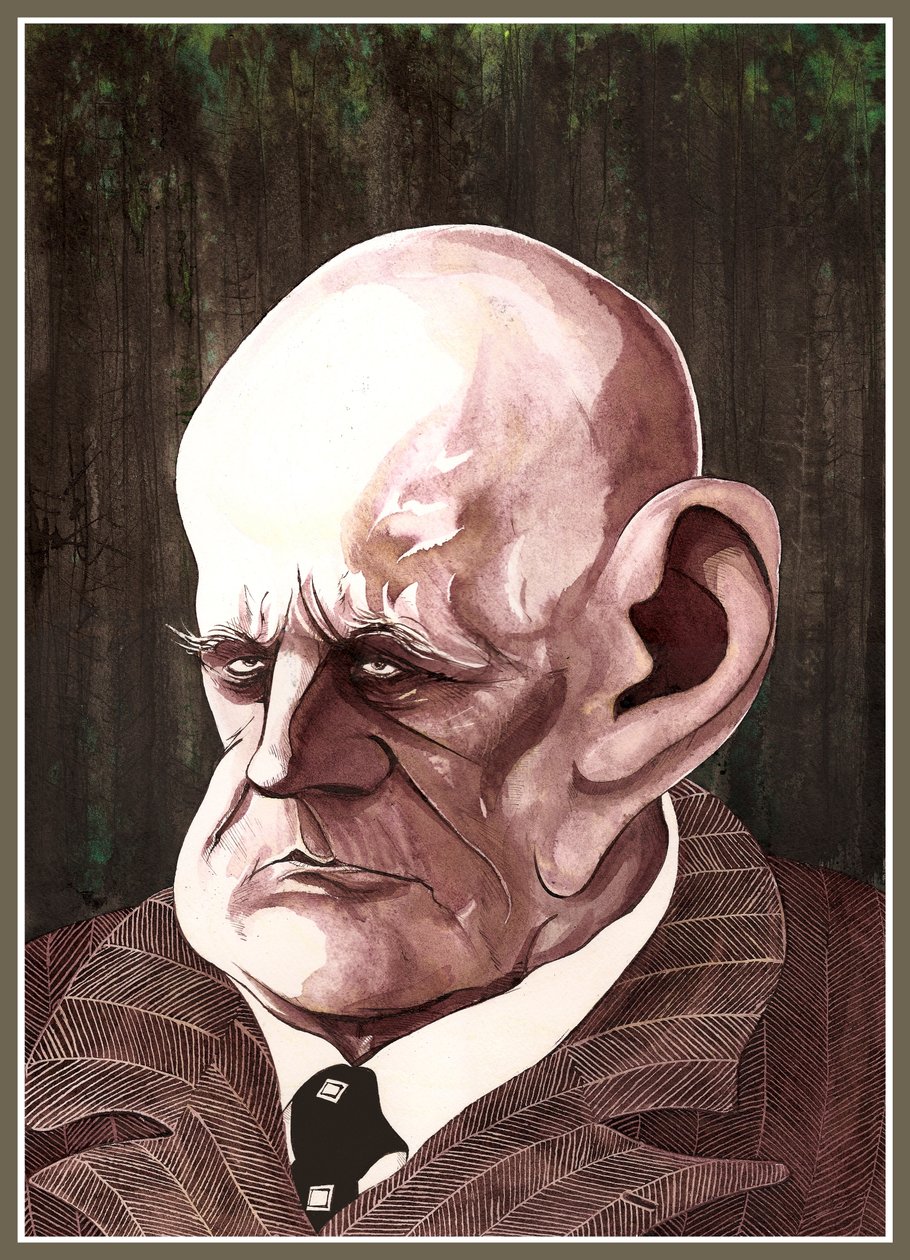 Jean Sibelius, finský skladatel (1865-1957), barevná inkoustová karikatura, 2003 Neale Osborne od Neale Osborne