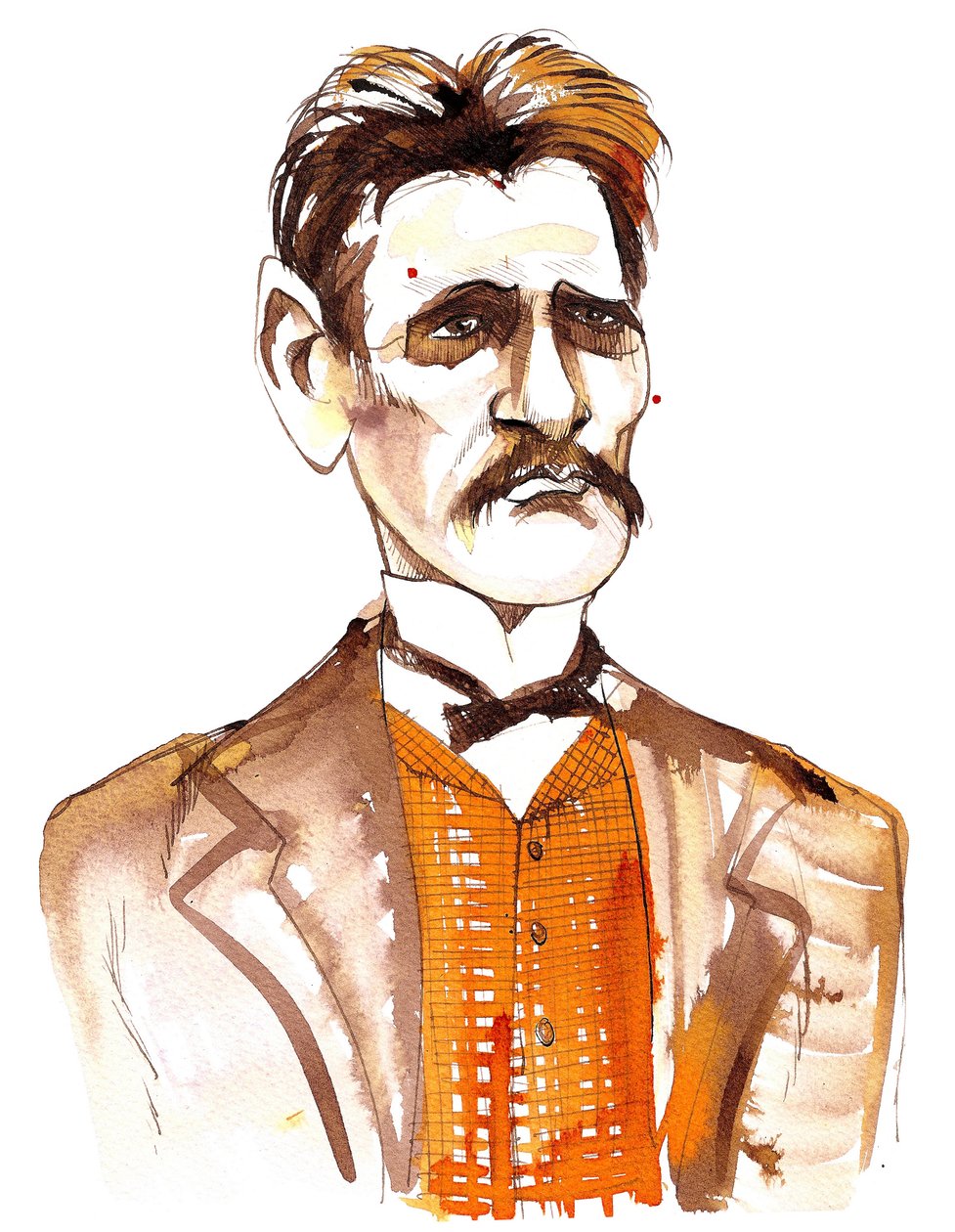Jean Sibelius, karikovaný jako mladší muž od Neale Osborne