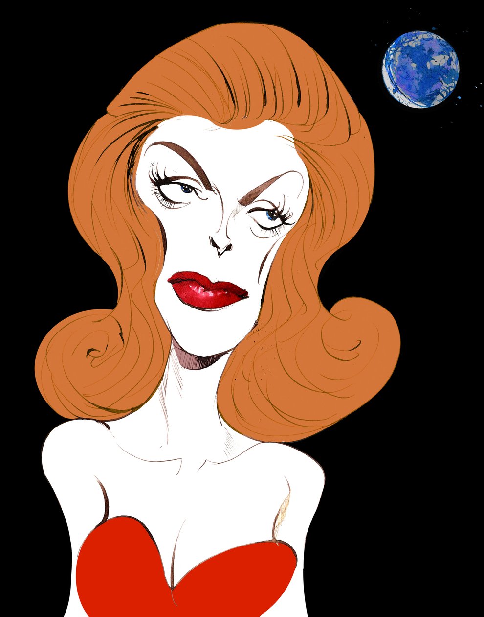 Julie London americká zpěvačka a herečka (1926-2000); barevná karikatura, 2015 od Neale Osborne