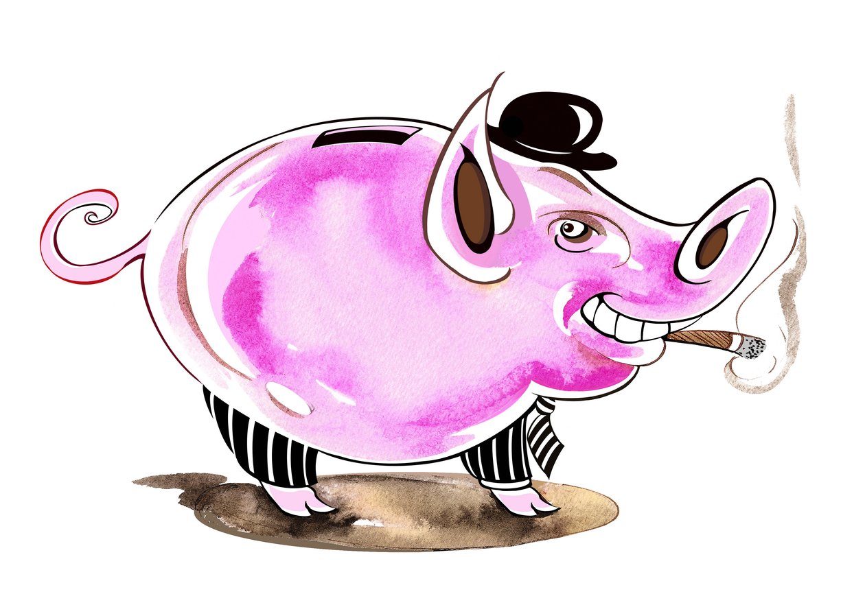 Prasátko - alegorické ilustrace finanční krize od Neale Osborne