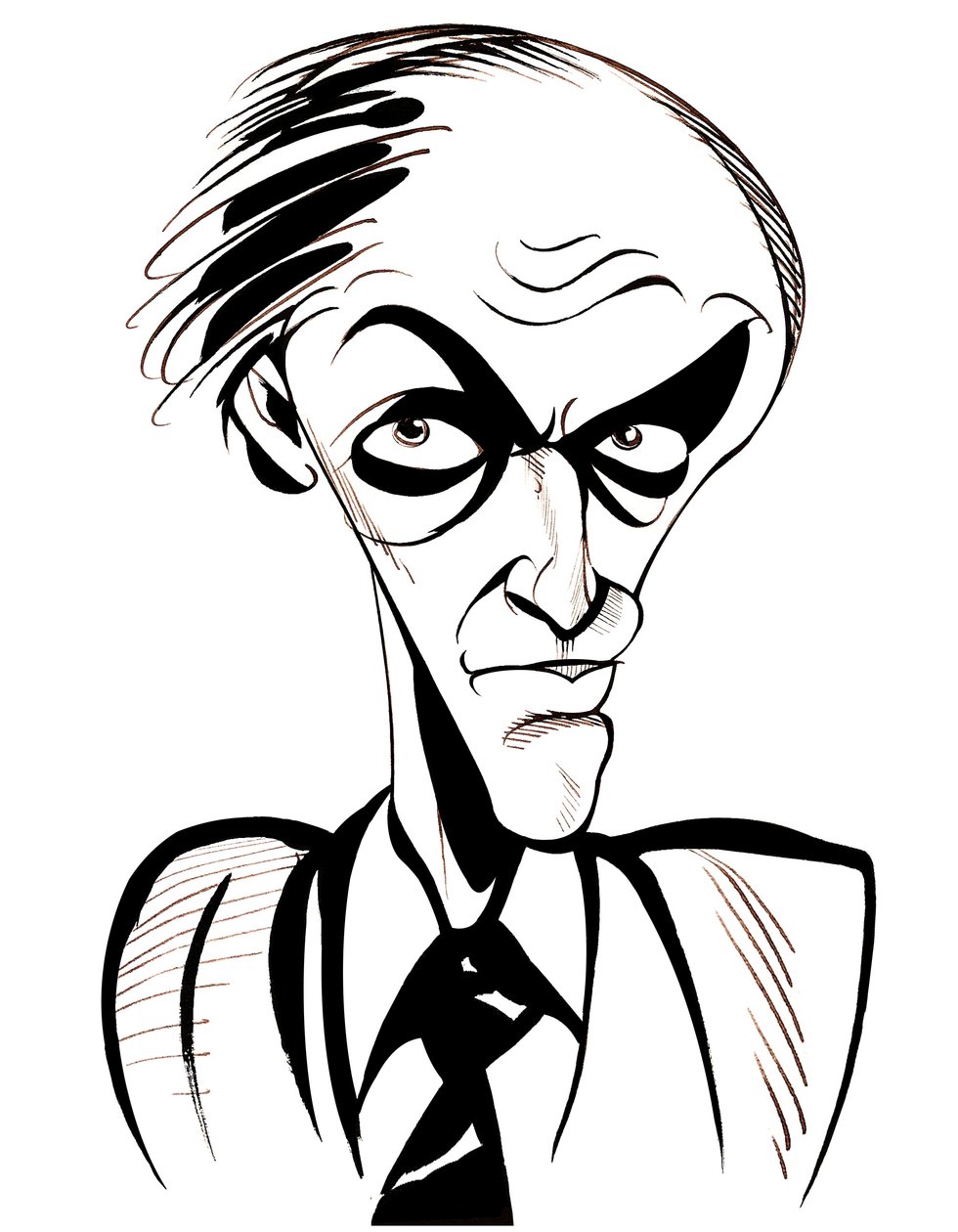 Roald Dahl - černobílá karikatura od Neale Osborne