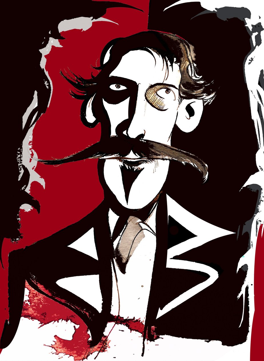 Robert Louis Stevenson - barevná karikatura od Neale Osborne