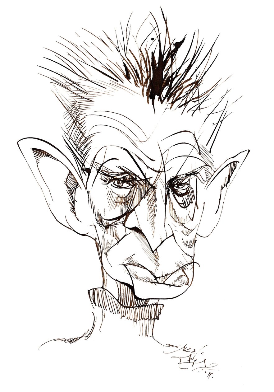 Samuel Beckett - karikatura irského spisovatele a dramatika (1906-1989) od Neale Osborne