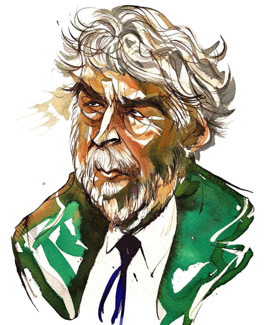 Sir Harrison Birtwistle - barevná karikatura od Neale Osborne
