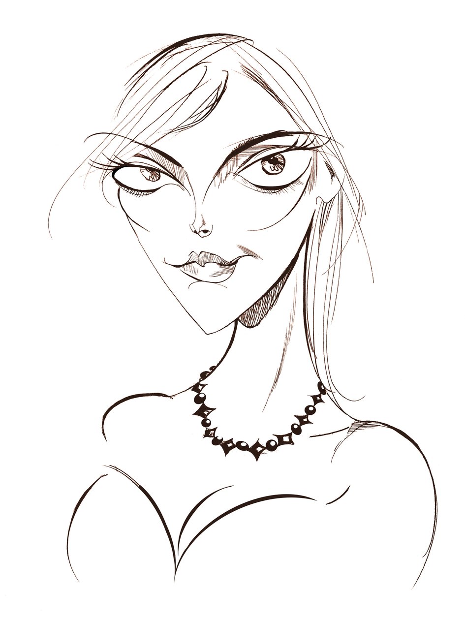 Sophie Dahl, anglická autorka a modelka, sépiová karikatura, 2008 Neale Osborne od Neale Osborne