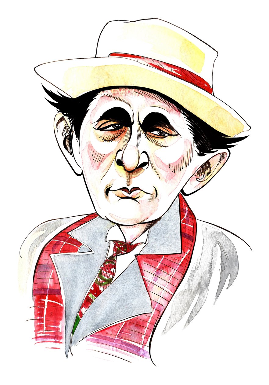 Sylvester McCoy jako Doctor Who ve stejnojmenném televizním seriálu BBC od Neale Osborne