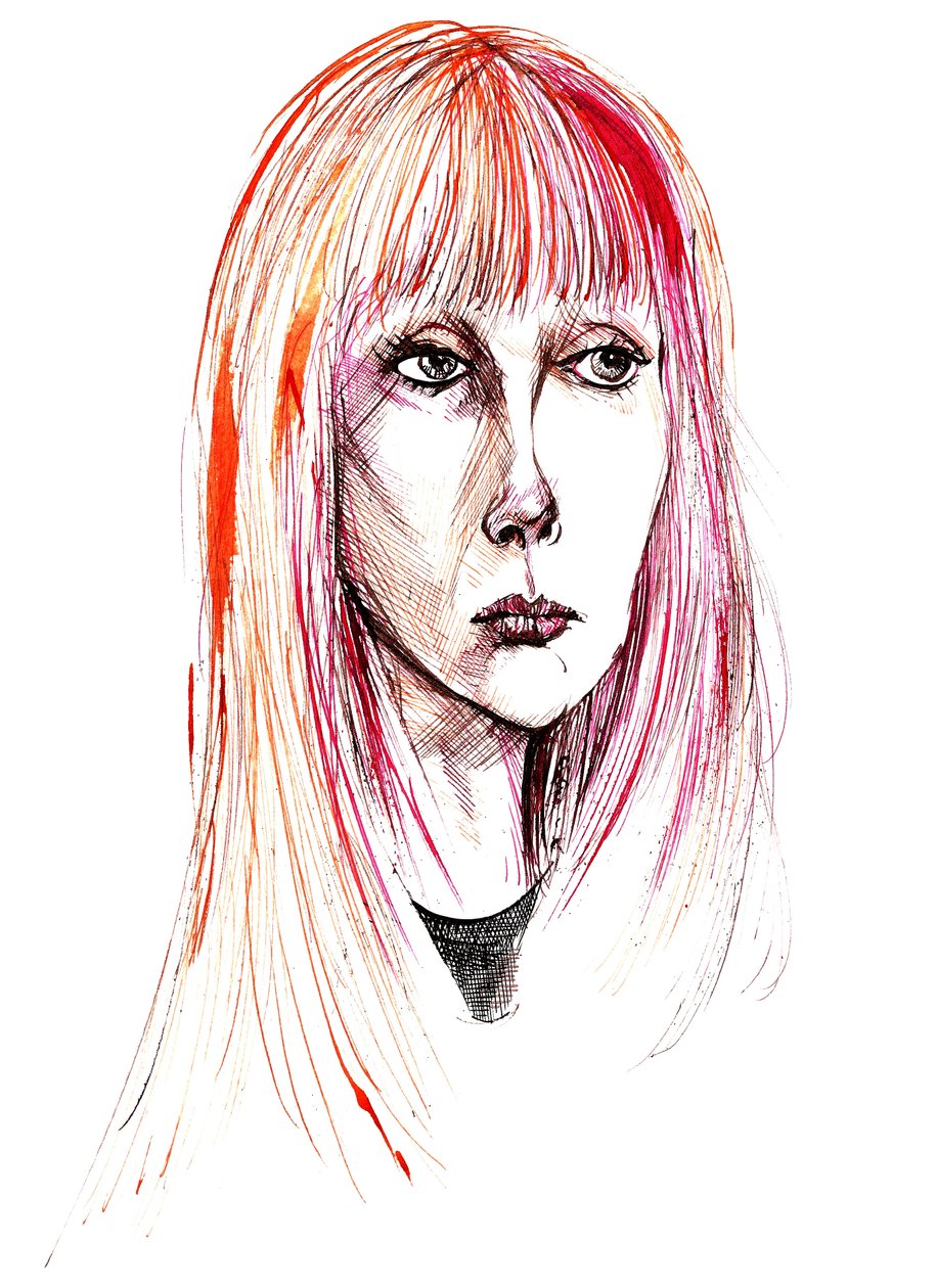Sylvie Guillem - barevný inkoustový portrét od Neale Osborne