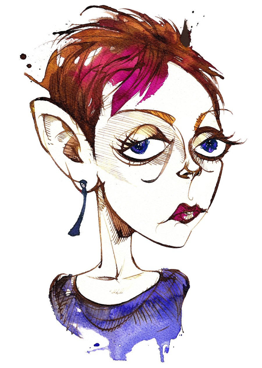Tansy Davies, anglická skladatelka (nar. 1973); karikatura od Neale Osborne