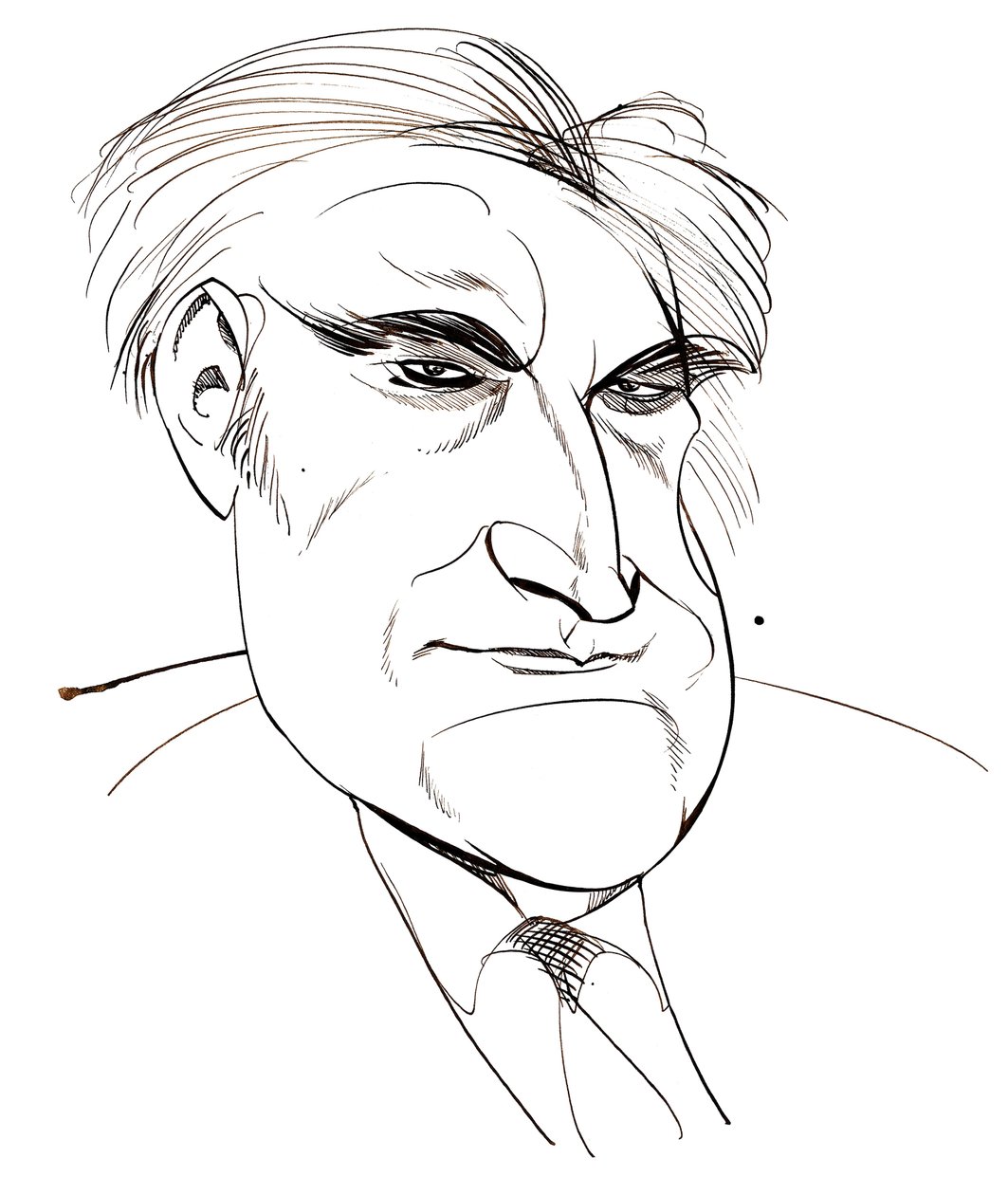 Ted Hughes - karikatura laureáta anglického básníka, 1930 - 1998 od Neale Osborne