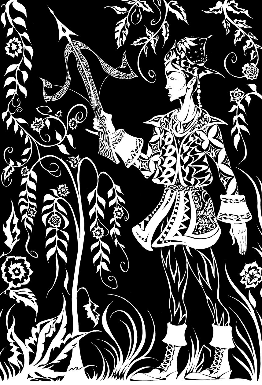 Pták Ohnivák - ilustrace prince Ivana z baletu Igora Stravinského Pták Ohnivák z roku 1910 od Neale Osborne