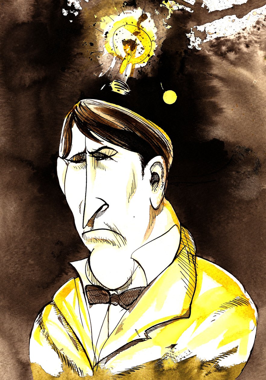 Thomas Edison - karikatura amerického vynálezce a fyzika, 1847-1931 od Neale Osborne