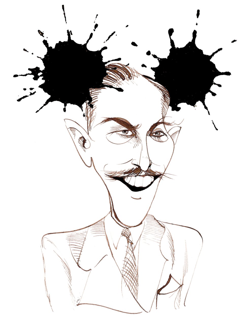 Walt Disney, americký filmový producent, obchodní magnát, karikaturista a animátor; karikován s Mickey Mousem od Neale Osborne