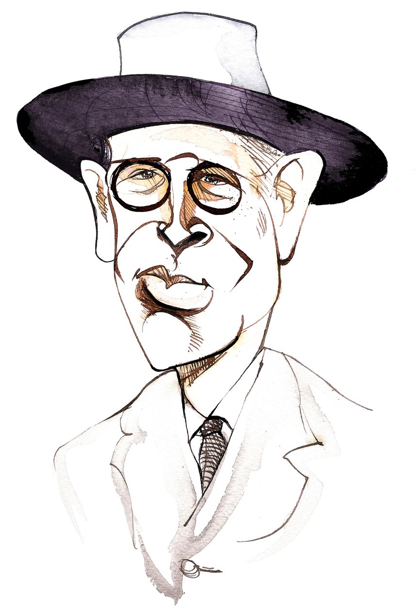 William Butler Yeats irský básník a dramatik (1865-1939); karikatura od Neale Osborne