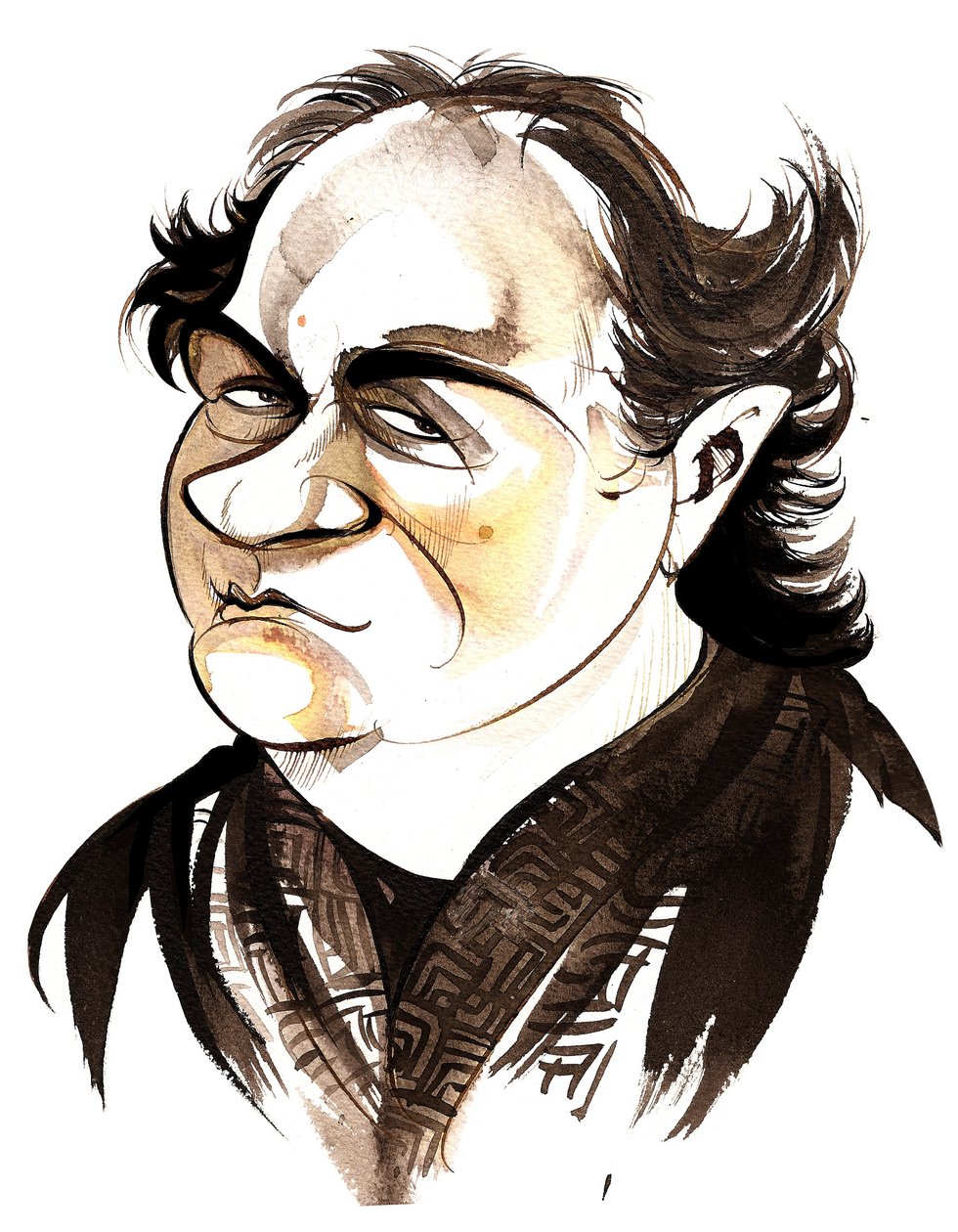 Wolfgang Rihm - barevná karikatura od Neale Osborne