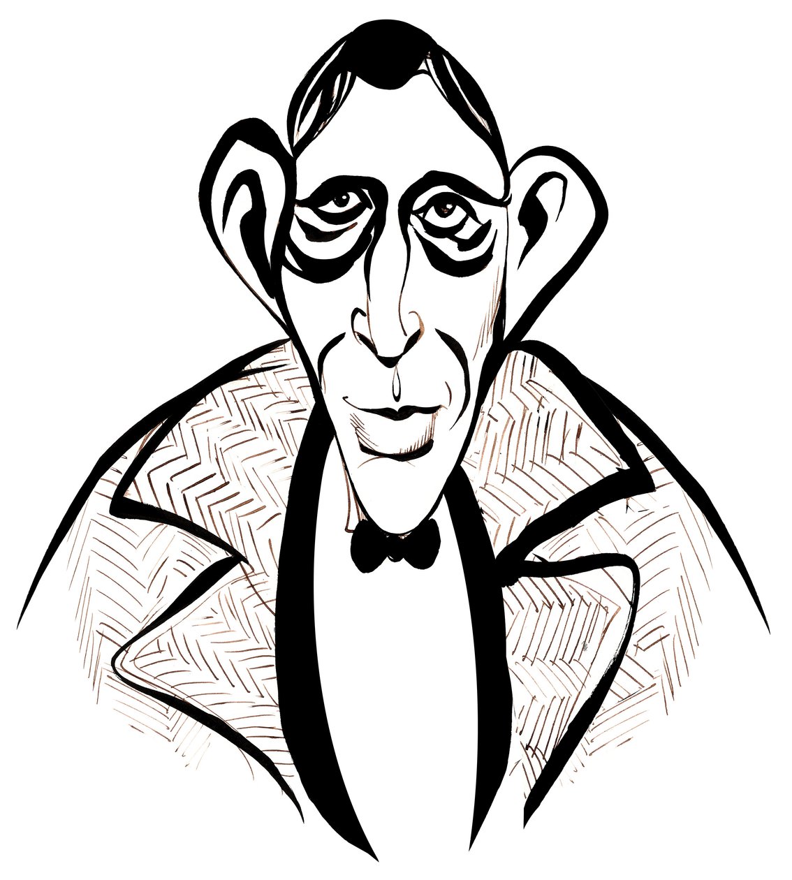 Wystan Hugh Auden - černobílá karikatura od Neale Osborne