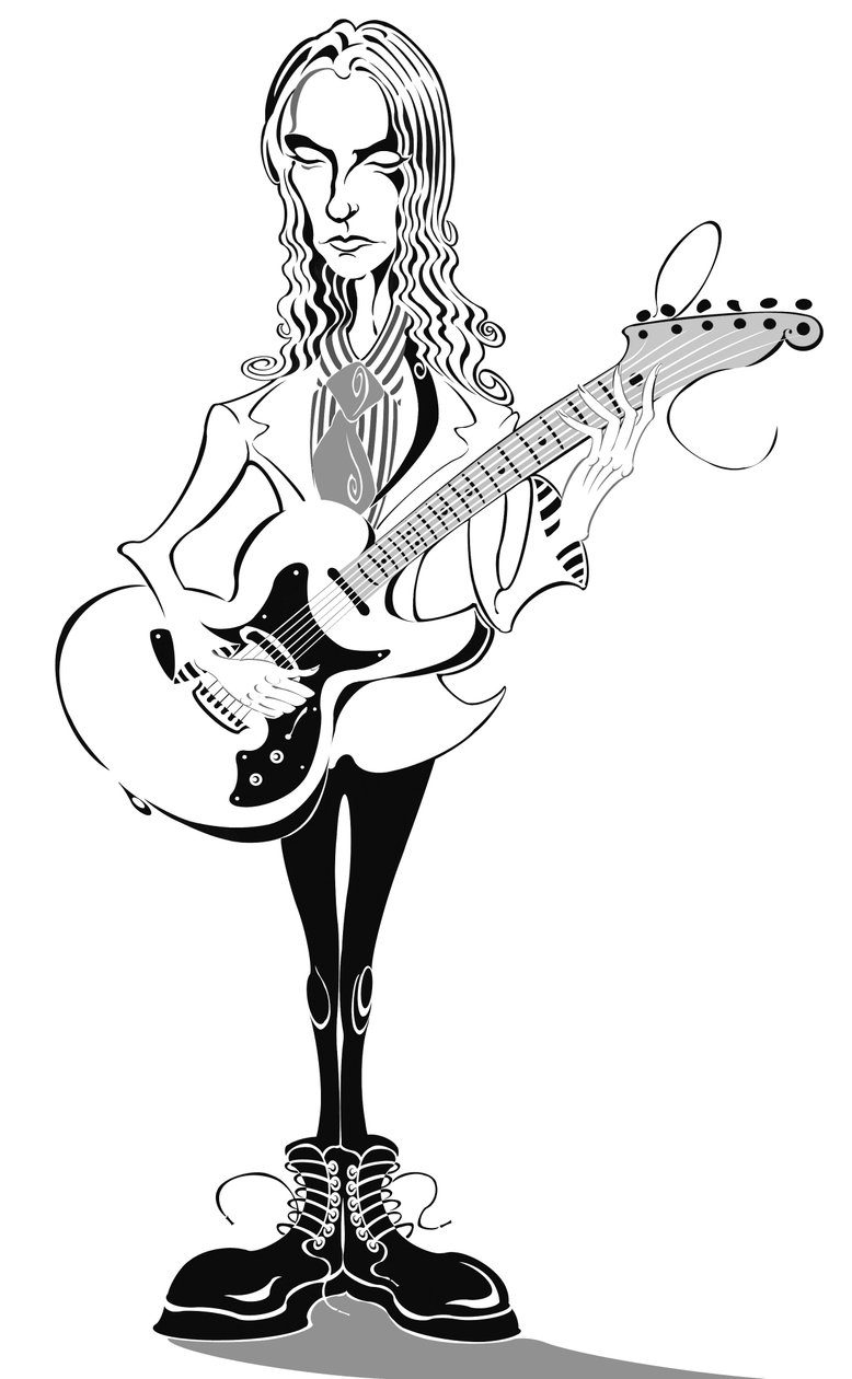 Aimee Mann - karikatura - americký zpěvák, skladatel a baskytarista, narozen 1960 od Neale Osborne