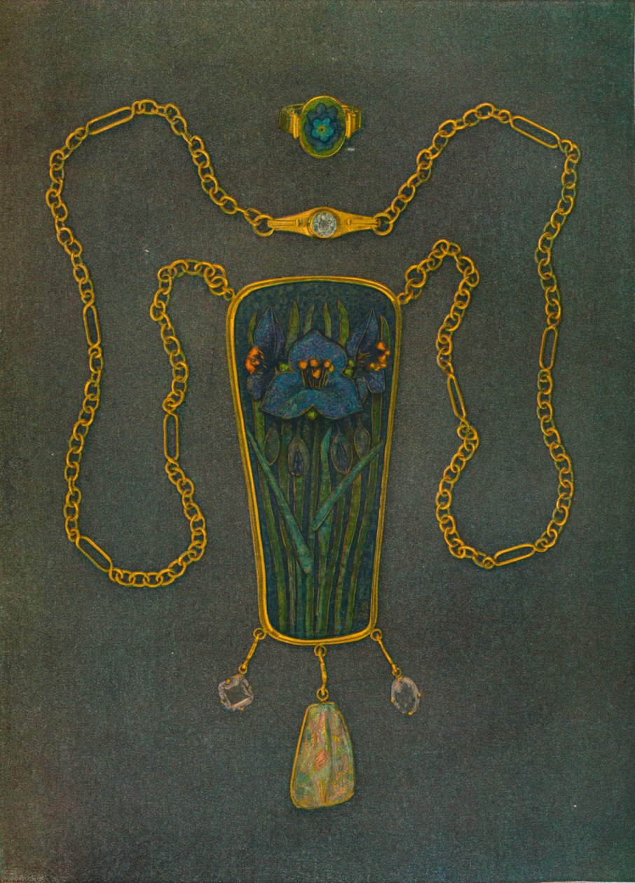 Náhrdelník ze zlata, smaltu a drahých kamenů, c1901 od Nelson Ethelred Dawson
