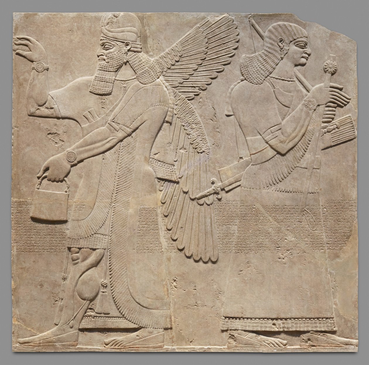 Reliéfní panel opatrovníka a eunucha, kolem 883-59 př. Kr. (sádra alabastr) od Neo Assyrian