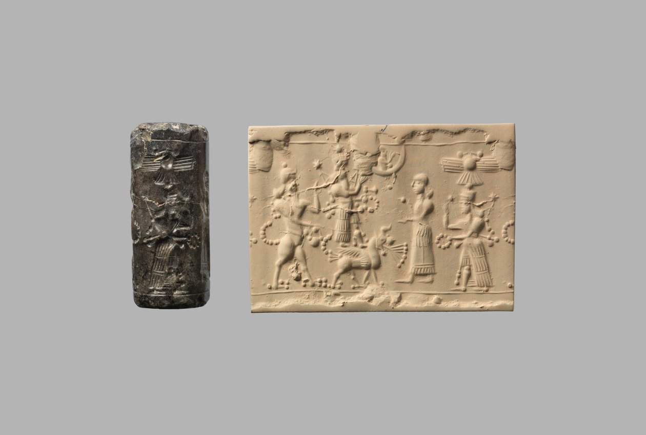 Válcová pečeť se štírem a moderním dojmem, cca 8.–7. století př. n. l. (křemen, kryptokrystalický) od Neo Assyrian