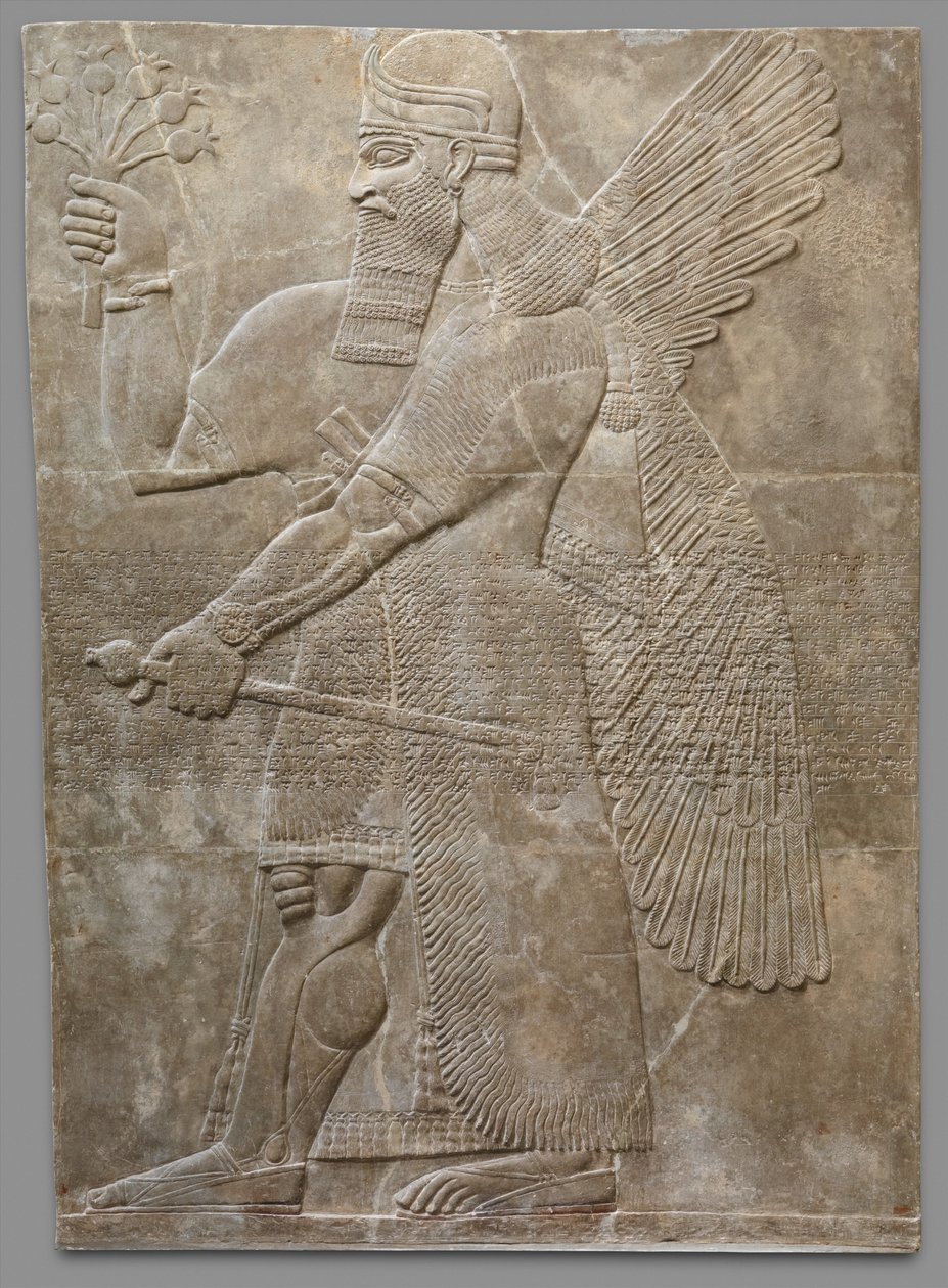 Reliéfní panel, novoasyrský, cca 883-859 př.n.l. (sádrovec alabastrový) od Neo Assyrian