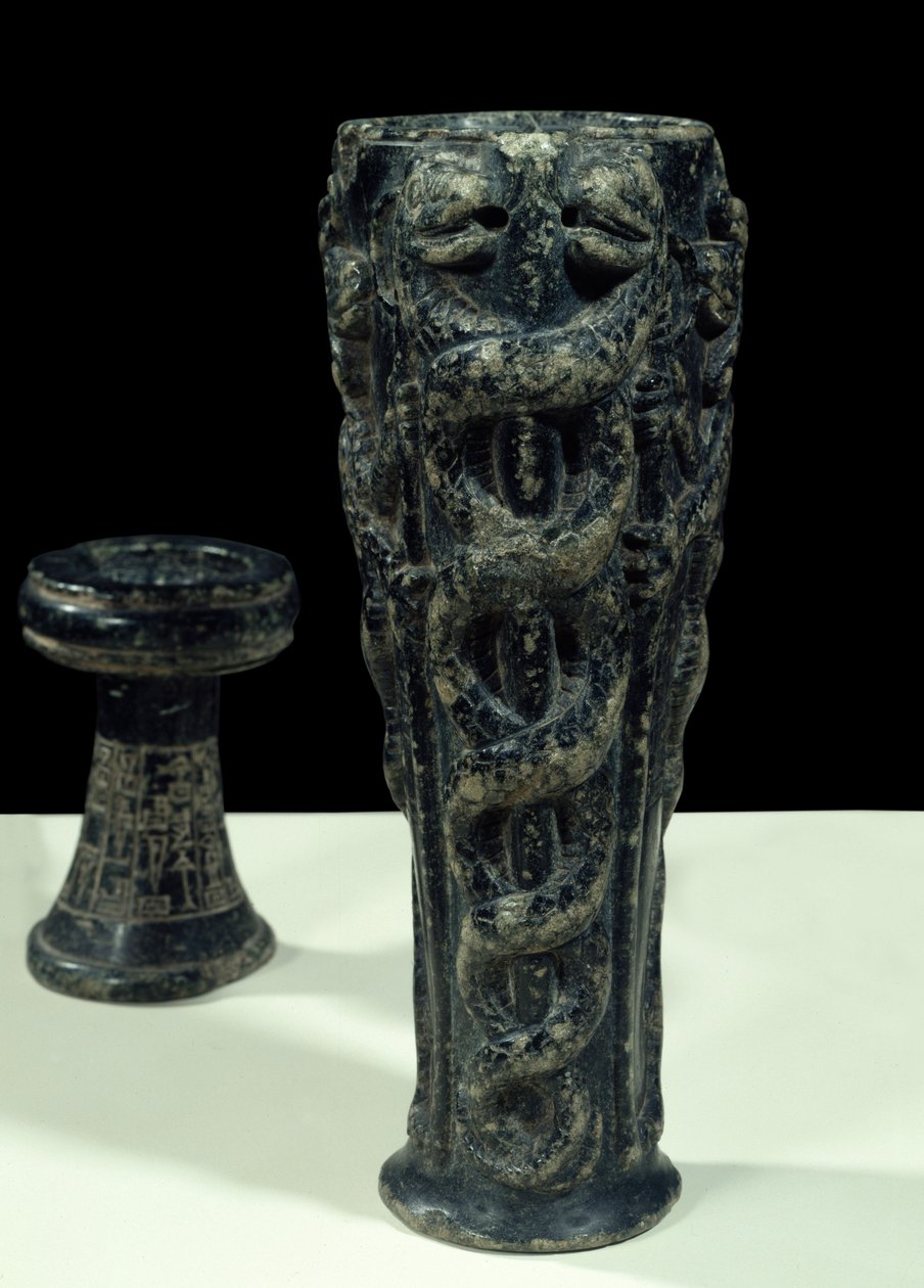 Gudeova úlitba váza pro Ningishziddu. Umění Mezopotámie. Novosumerské období (asi 2150-2000 př. n. l.) Steatit. Od Tella. Výška: 0,23 m Musee Du Louvre od Neo Sumerian Neo Sumerian