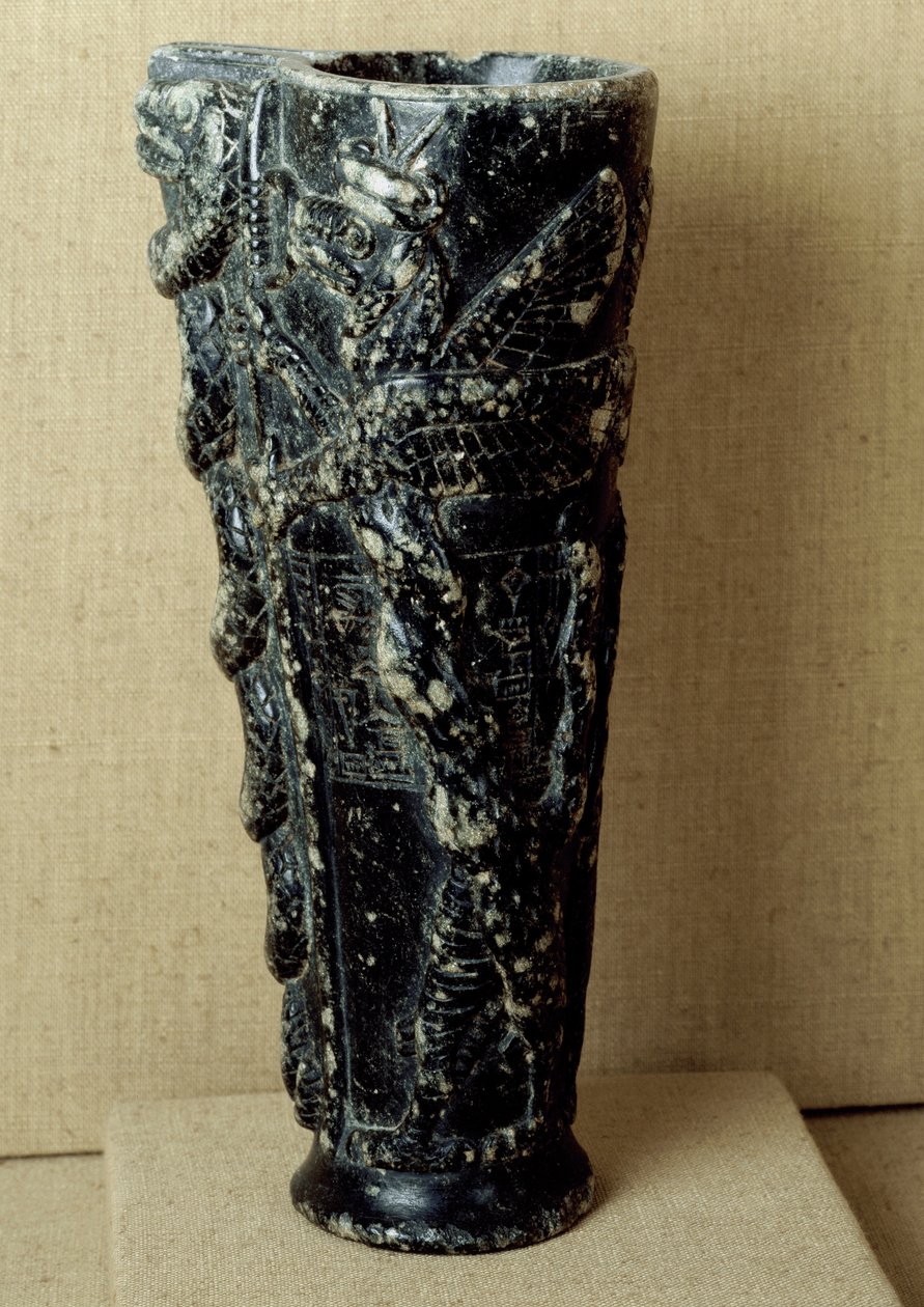 Sumerská civilizace: steatitová úlitba váza prince Gudey (2141-2122 př.nl). Je vyzdoben draky a hady. Ztlumit. 23 cm Paříž, Musee du Louvre od Neo Sumerian Neo Sumerian