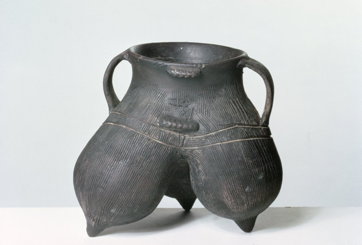 Nádoba se stativem, kultura Lung-shan, cca 2000 př. n. l. (černá kamenina) od Neolithic