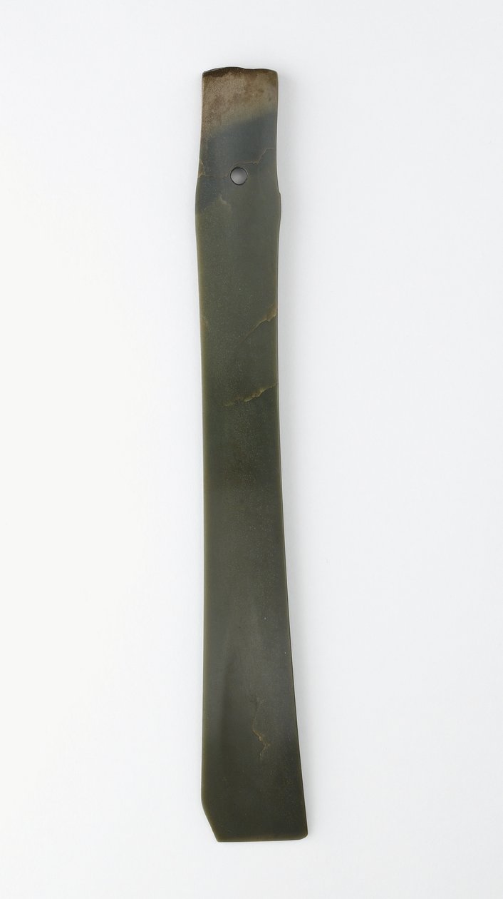 Dláto s vidlicí (zhang) Kultura Qijia (jadeit (nefrit)) od Neolithic Period Chinese School