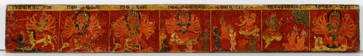 Devimahatmya rukopisný obal (neprůhledné wc na dřevě) od Nepalese School