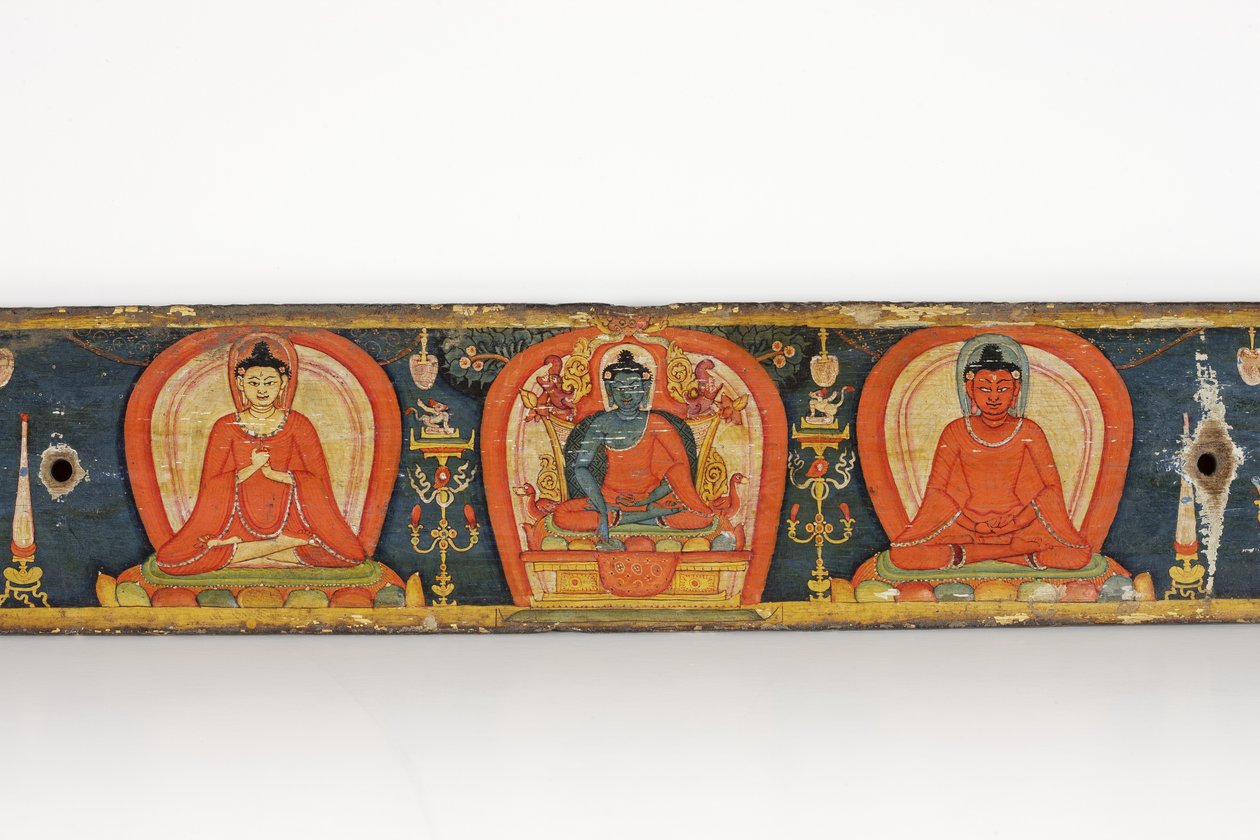 Manuscript of The Five Protections, přední obálka, 1138 (neprůhledné wc a inkoust na dřevě) od Nepalese School