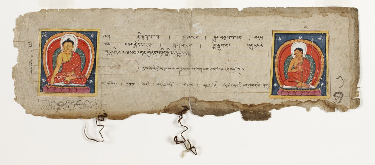 Stránka z buddhistického rukopisu, možná z Mahashitalanika, cca 1400 (neprůhledné wc a inkoust na papíře) od Nepalese School