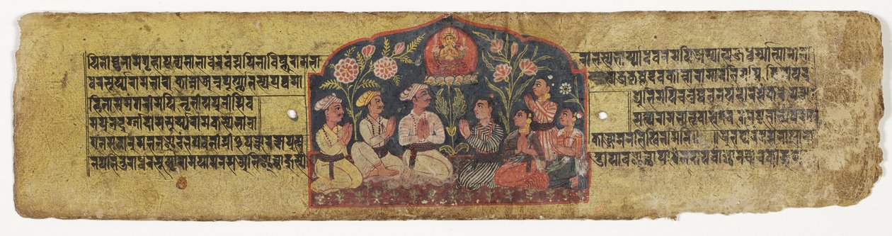 Uctívání Manjusri, 1659 (neprůhledné wc a inkoust na papíře) od Nepalese School