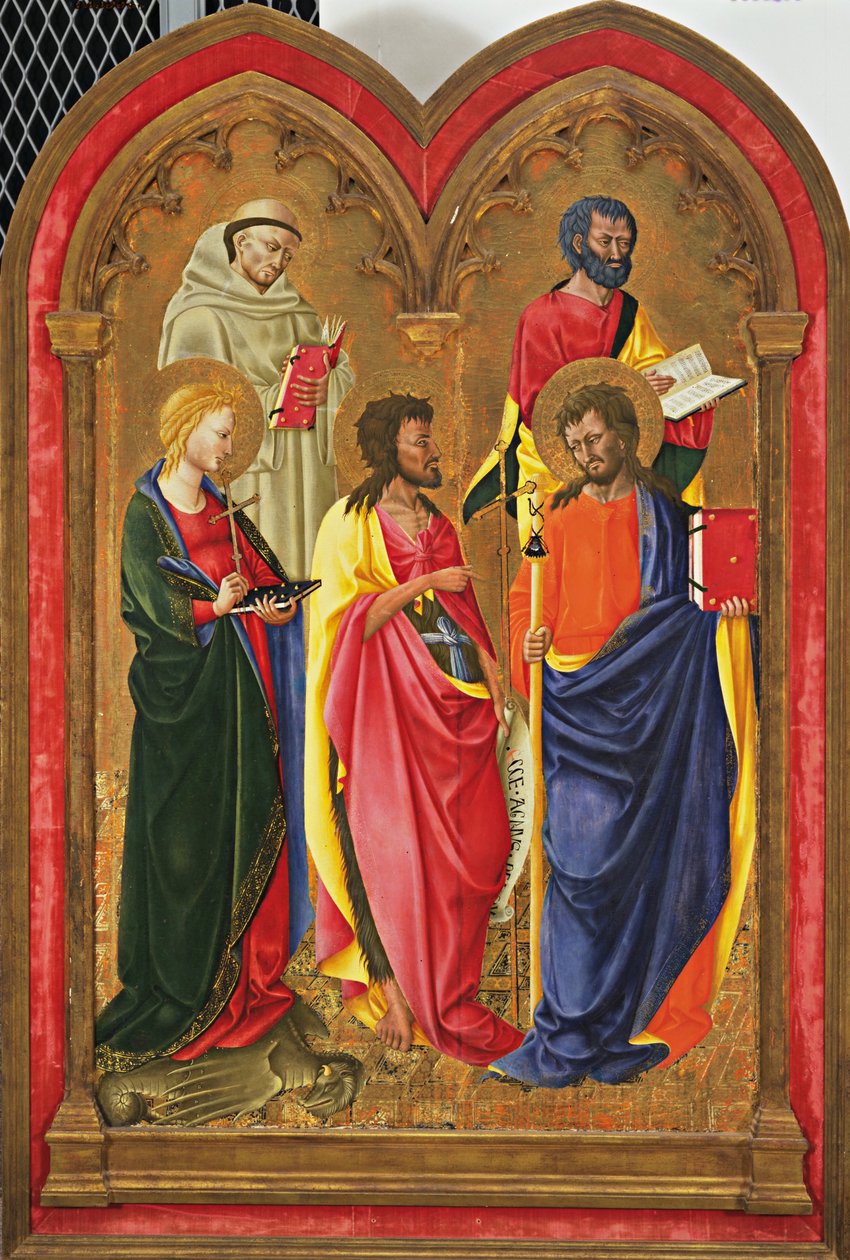 Oltářní křídlo s pěti svatými, cca 1445 (tempera a zlato na topolovém panelu) od Neri di Bicci