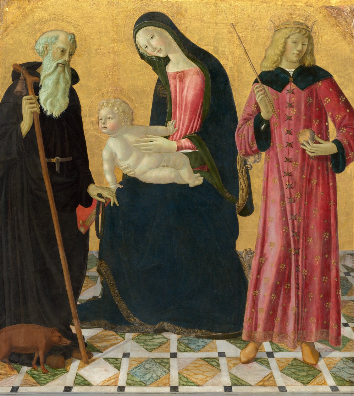 Madona s dítětem se svatým Antonínem opatem a svatým Zikmundem, c. 14901495. od Neroccio de Landi