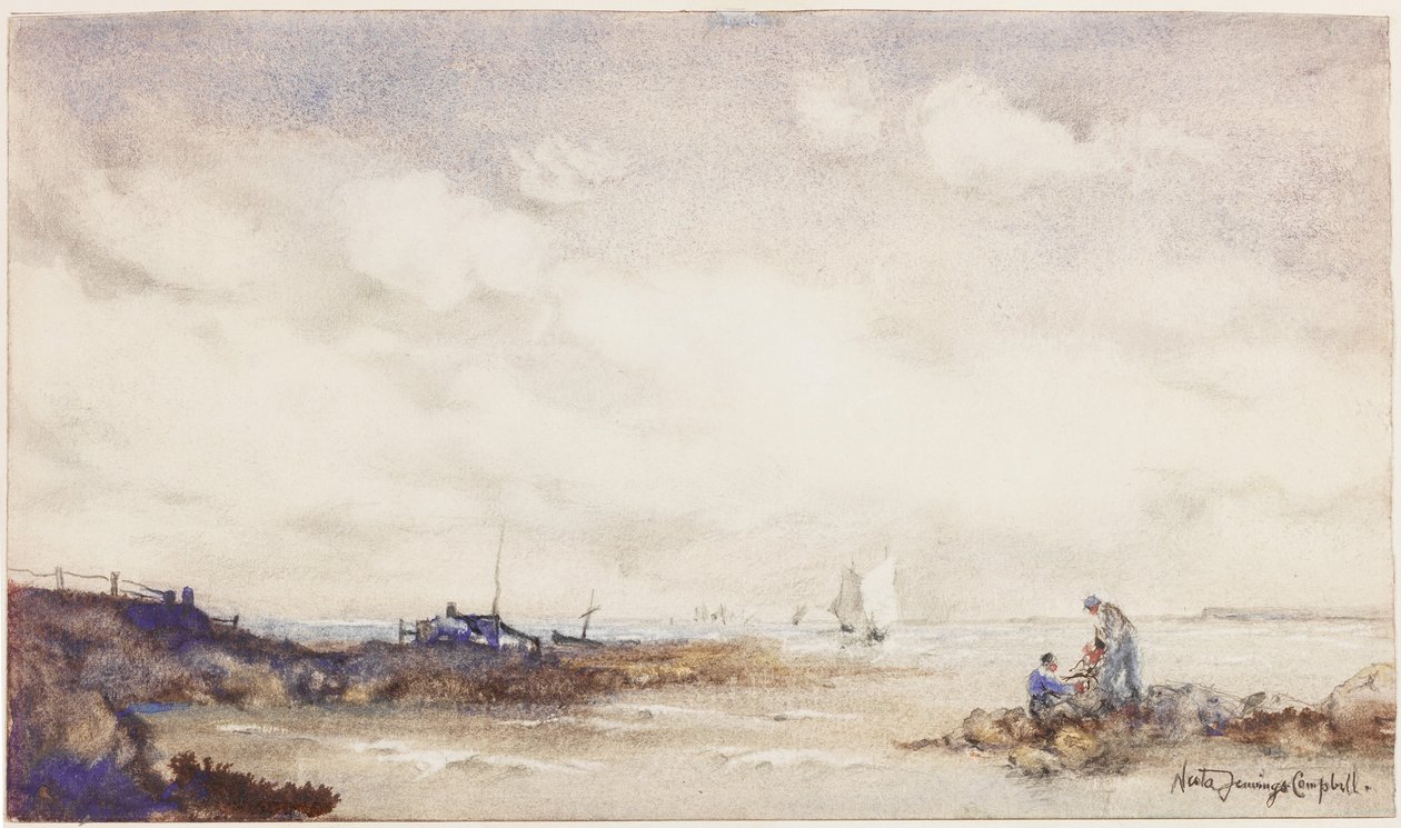 Sussex Coast (inkoust a mytí na papíře) od Nesta Jennings Campbell