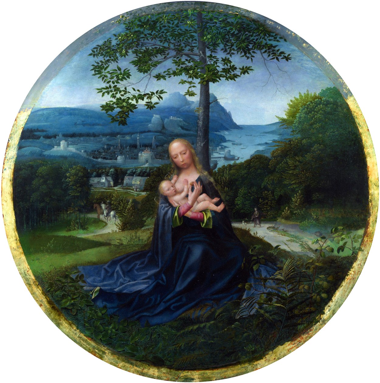 Panna a dítě v krajině od Netherlandish Master