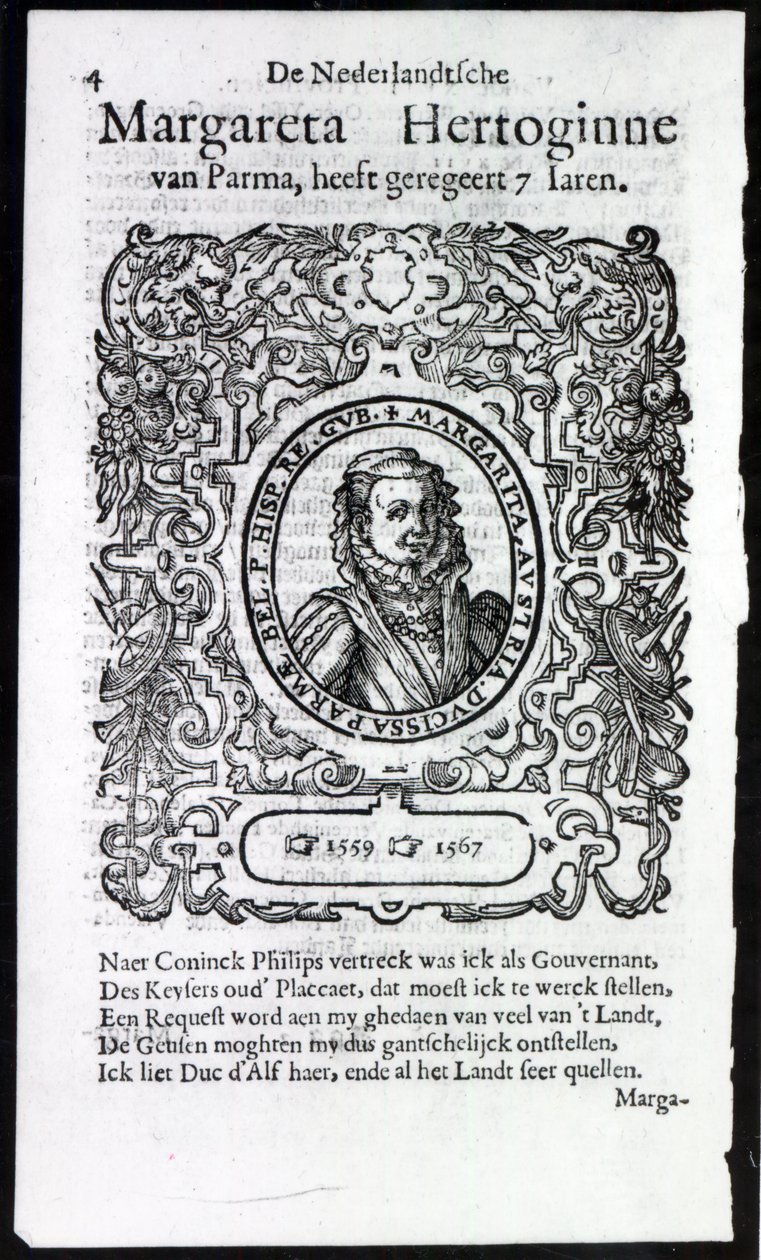 Markéta z Parmy, guvernérka Nizozemska (tisk) od Netherlandish School