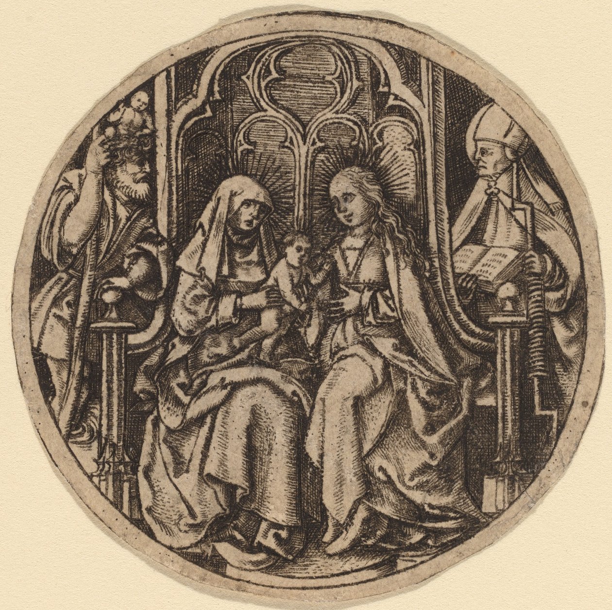 Madona s dítětem se svatými Kryštofem a Erasmem od Netherlandish 15th Century
