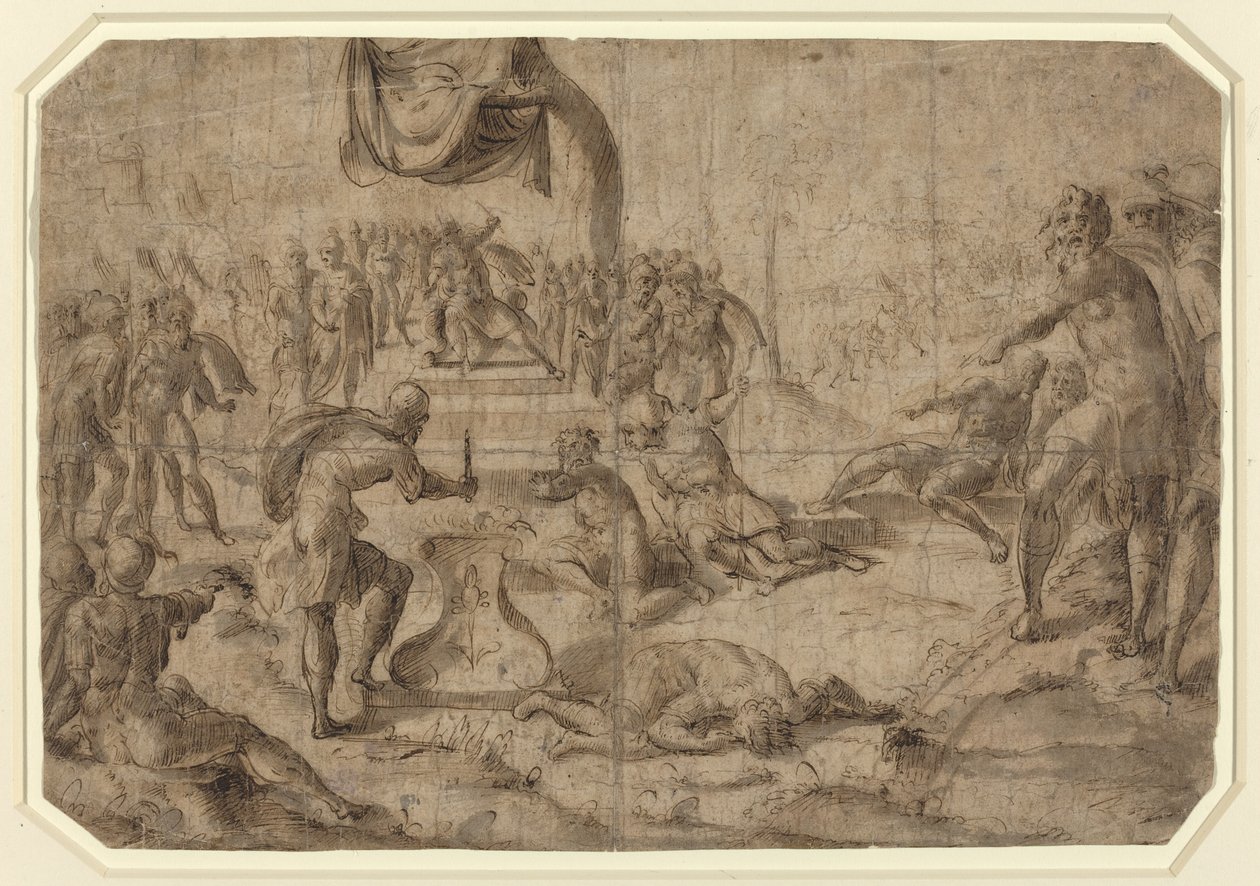 Scéna oběti (Gaius Mucius Scaevola?) od Netherlandish 16th Century