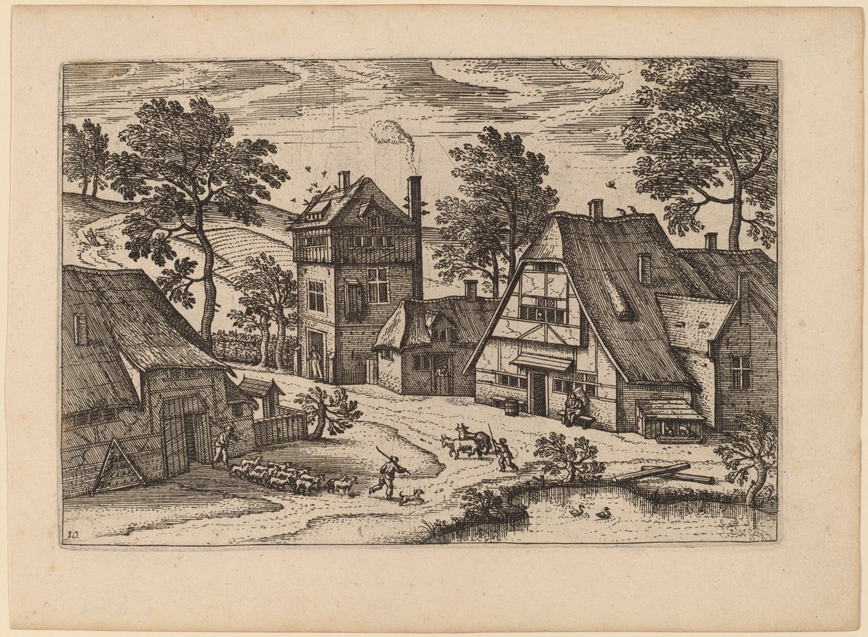 Vesnice s rybníkem od Netherlandish 16th Century