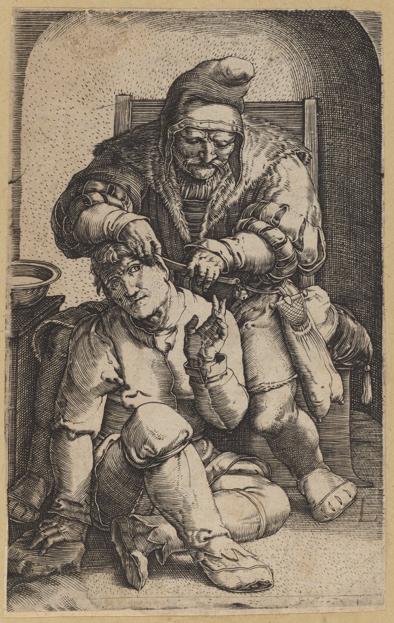 Chirurg [obrácená kopie] od Netherlandish 16th Century, after Lucas van Leyden