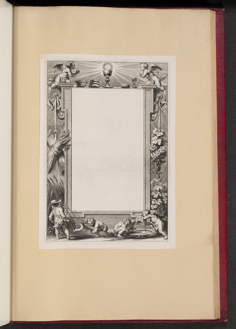 Hraniční ilustrace s putti sklízející obětiny Bohu od Netherlandish 17th Century