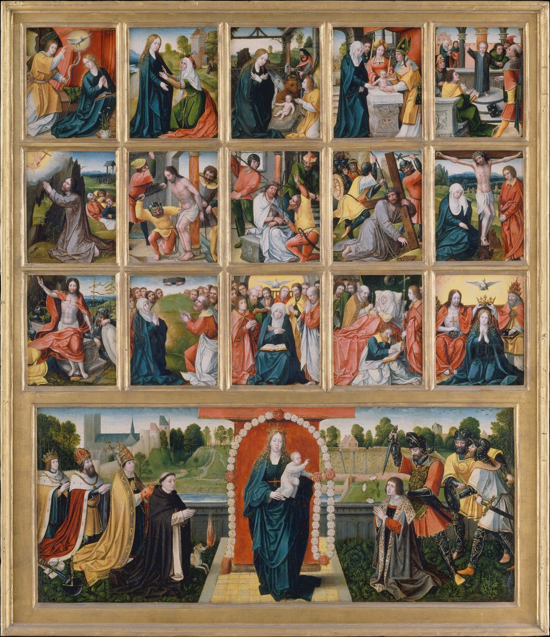 Patnáct tajemství a Panny Marie Růžencové. od Netherlandish Painter