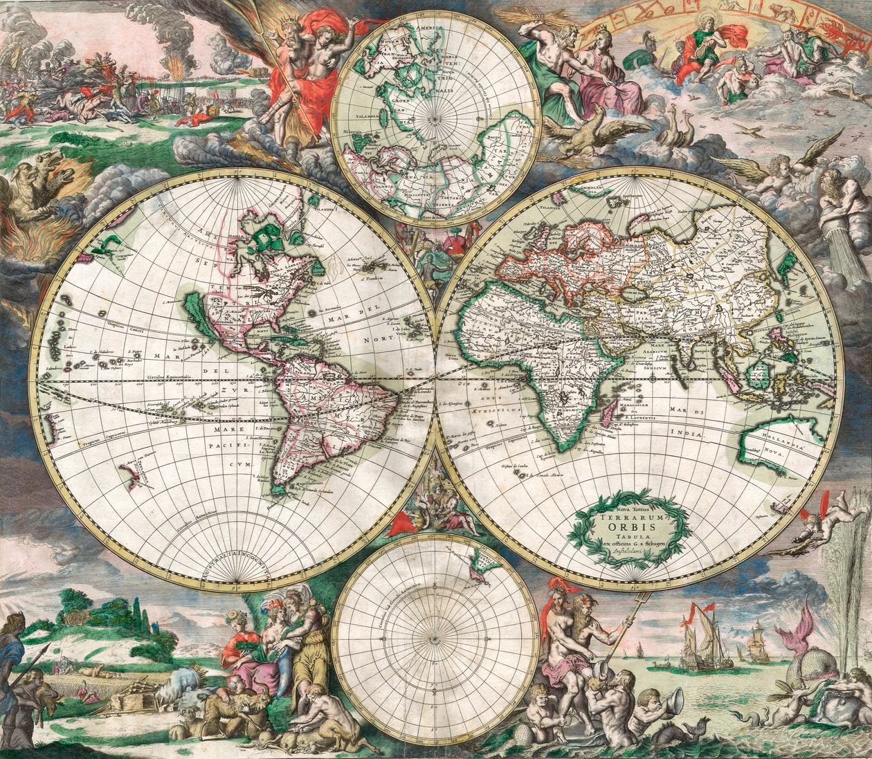Starožitná holandská mapa světa od Netherlandish School